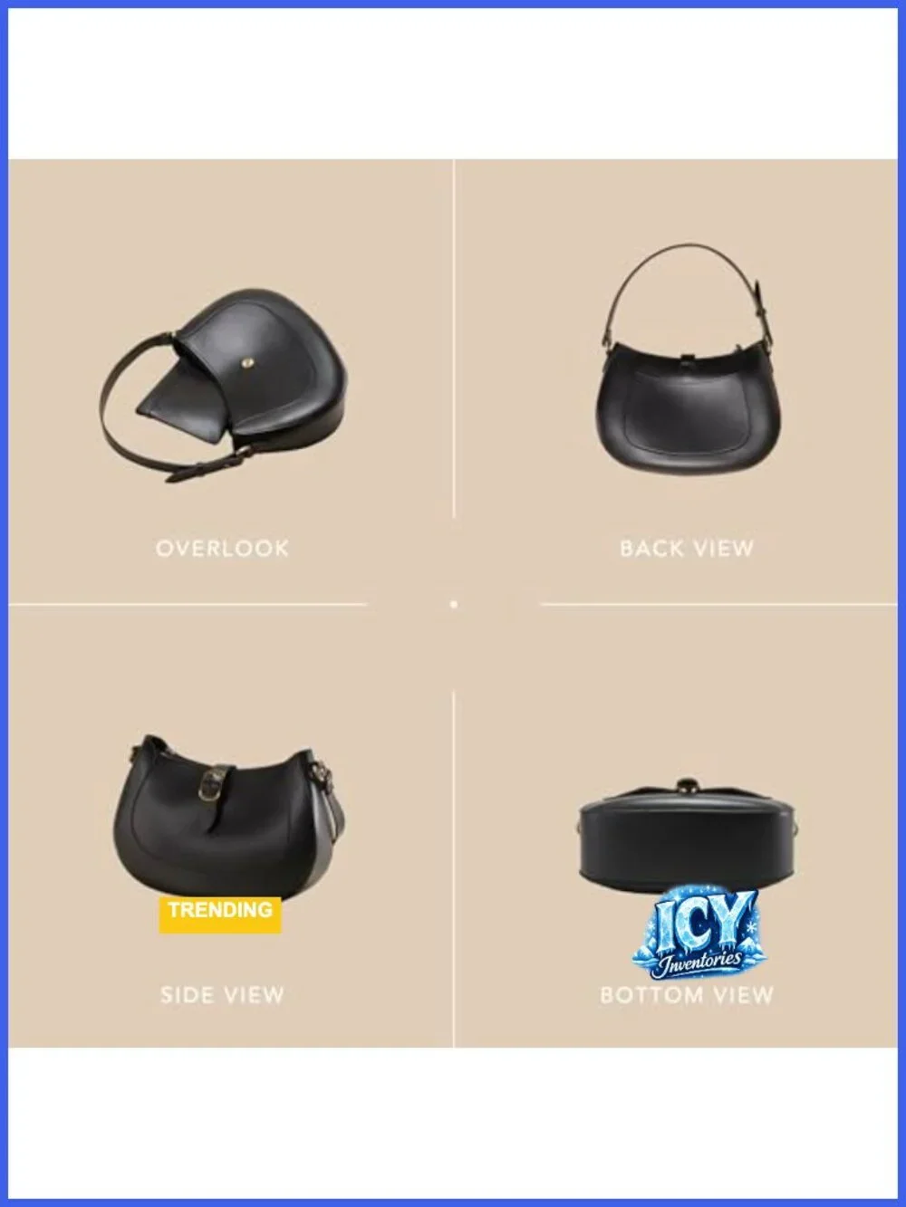 Vegan Leather Crescent Hobo Bag Shoulder Purse Satchel